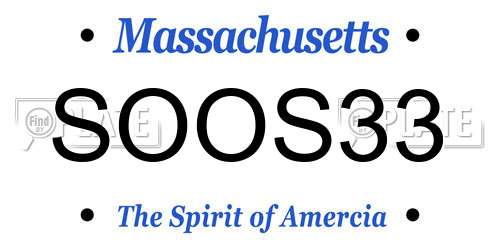 SOOS33 Massachusetts License Plate