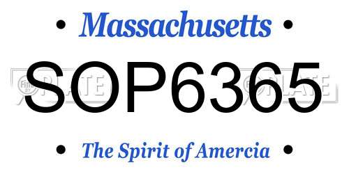 SOP6365 Massachusetts License Plate