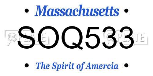 SOQ533 Massachusetts License Plate