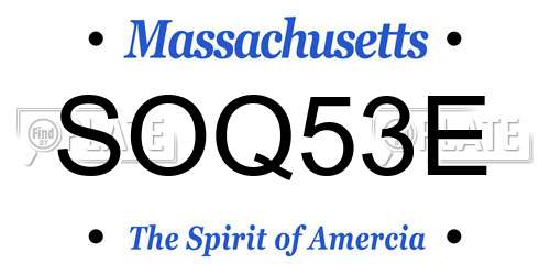 SOQ53E Massachusetts License Plate
