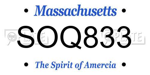 SOQ833 Massachusetts License Plate