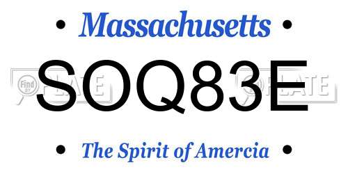 SOQ83E Massachusetts License Plate