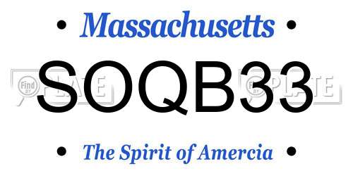 SOQB33 Massachusetts License Plate