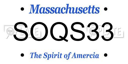 SOQS33 Massachusetts License Plate