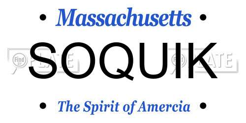 SOQUIK Massachusetts License Plate