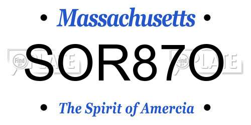 SOR87O Massachusetts License Plate
