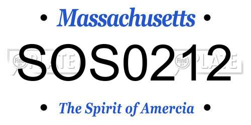 SOS0212 Massachusetts License Plate