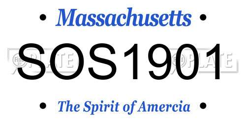 SOS1901 Massachusetts License Plate