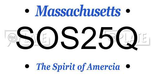 SOS25Q Massachusetts License Plate