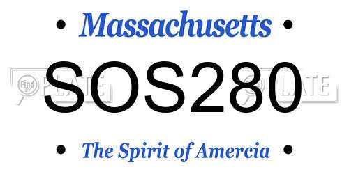 SOS280 Massachusetts License Plate