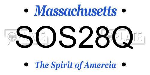 SOS28Q Massachusetts License Plate