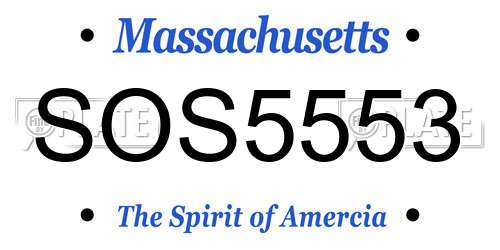 SOS5553 Massachusetts License Plate