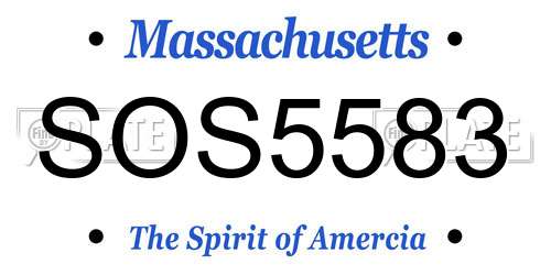 SOS5583 Massachusetts License Plate