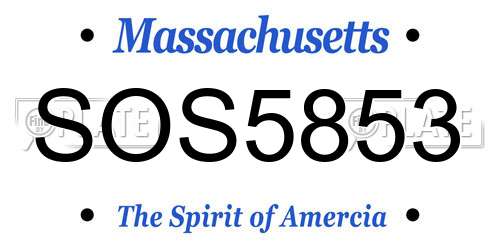 SOS5853 Massachusetts License Plate