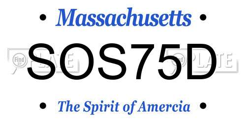 SOS75D Massachusetts License Plate