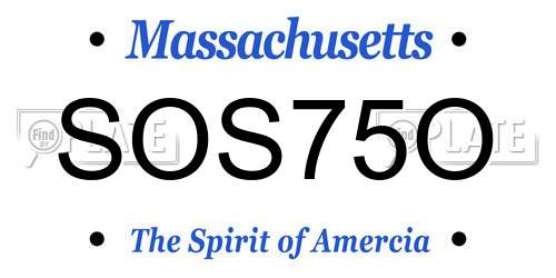 SOS75O Massachusetts License Plate