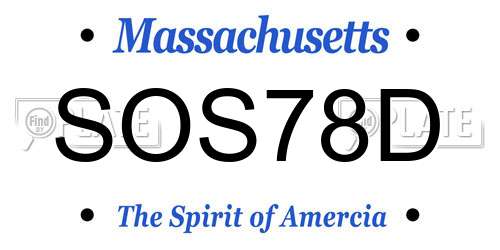 SOS78D Massachusetts License Plate