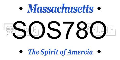 SOS78O Massachusetts License Plate