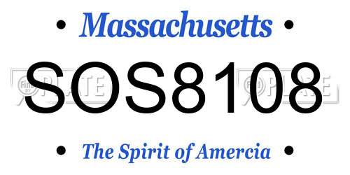 SOS8108 Massachusetts License Plate