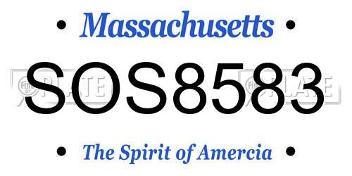 SOS8583 Massachusetts License Plate