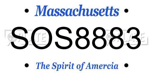 SOS8883 Massachusetts License Plate