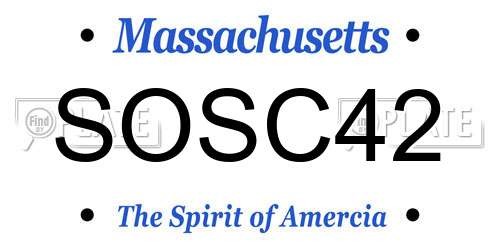 SOSC42 Massachusetts License Plate