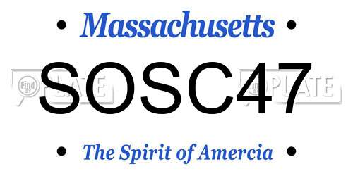 SOSC47 Massachusetts License Plate