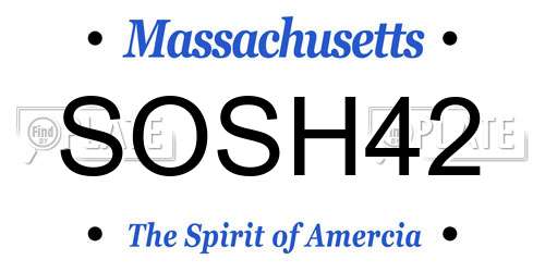 SOSH42 Massachusetts License Plate
