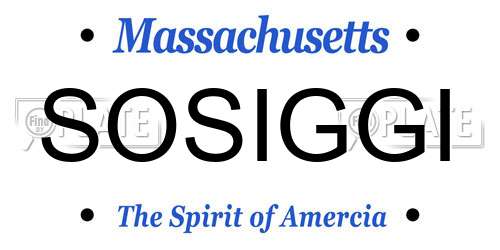 SOSIGGI Massachusetts License Plate