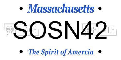 SOSN42 Massachusetts License Plate