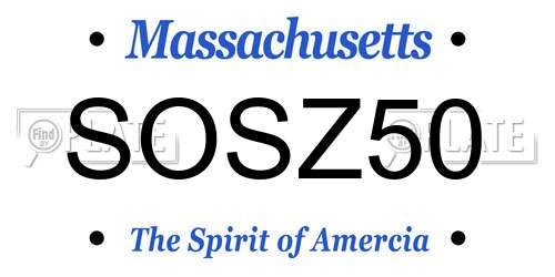 SOSZ50 Massachusetts License Plate
