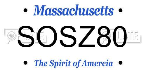 SOSZ80 Massachusetts License Plate