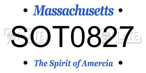 SOT0827 Massachusetts License Plate