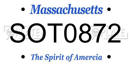 SOT0872 Massachusetts License Plate
