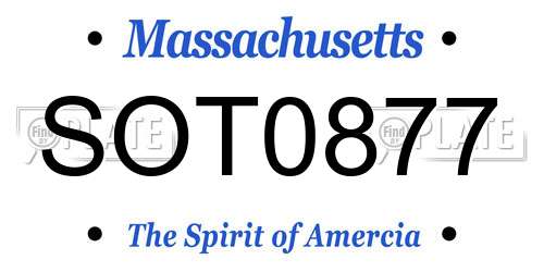 SOT0877 Massachusetts License Plate