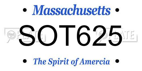SOT625 Massachusetts License Plate