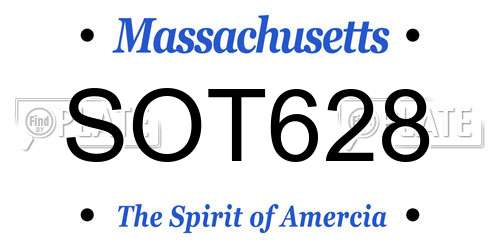 SOT628 Massachusetts License Plate
