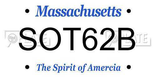 SOT62B Massachusetts License Plate