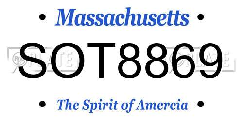 SOT8869 Massachusetts License Plate