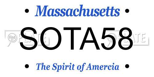 SOTA58 Massachusetts License Plate