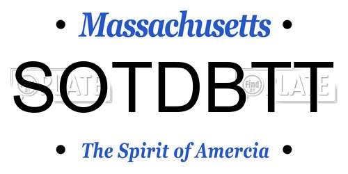 SOTDBTT Massachusetts License Plate