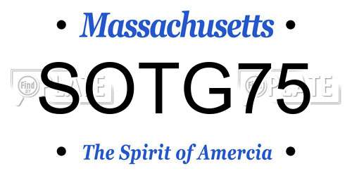 SOTG75 Massachusetts License Plate