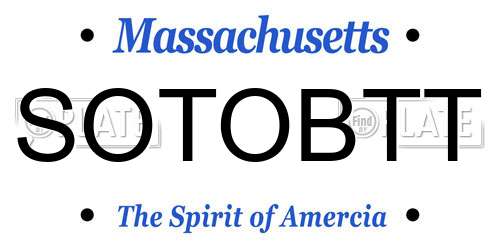 SOTOBTT Massachusetts License Plate