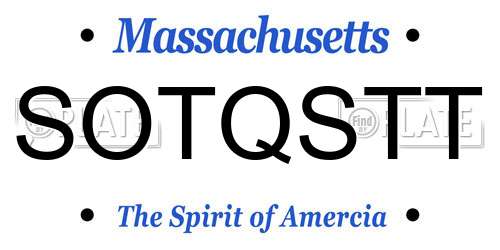 SOTQSTT Massachusetts License Plate