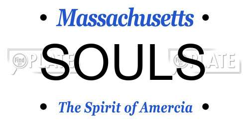 SOULS Massachusetts License Plate