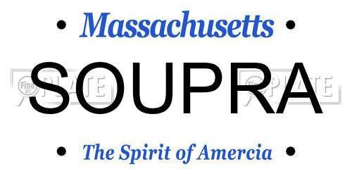 SOUPRA Massachusetts License Plate