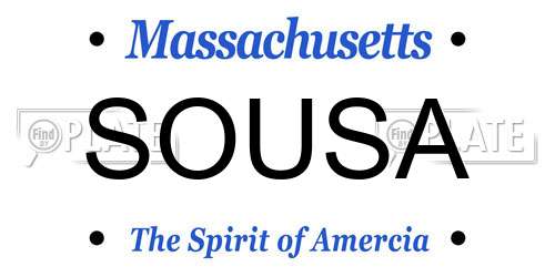 SOUSA Massachusetts License Plate