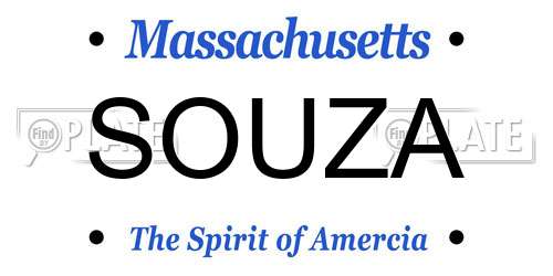 SOUZA Massachusetts License Plate