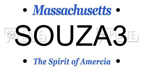 SOUZA3 Massachusetts License Plate