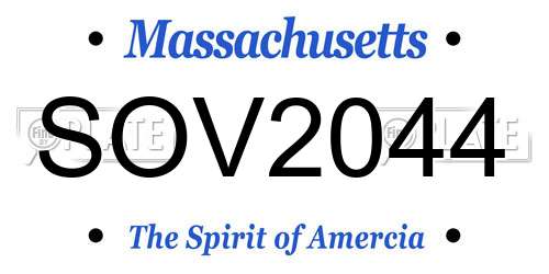 SOV2044 Massachusetts License Plate